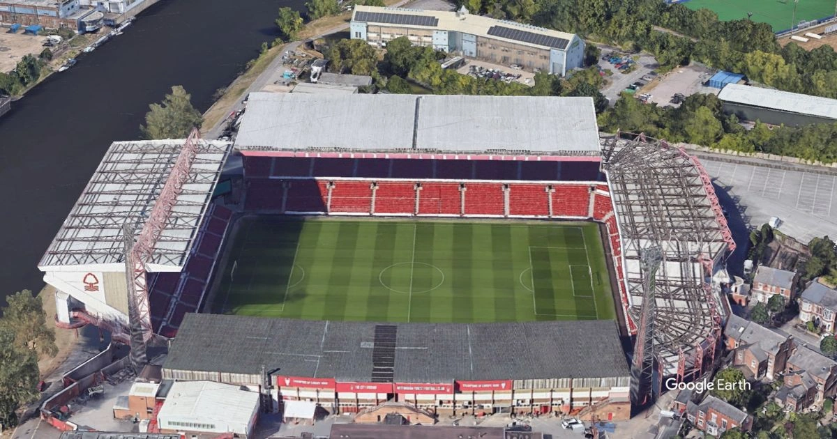 Aerial View of  City Ground Stadium Nottingham Forrest  Football Club