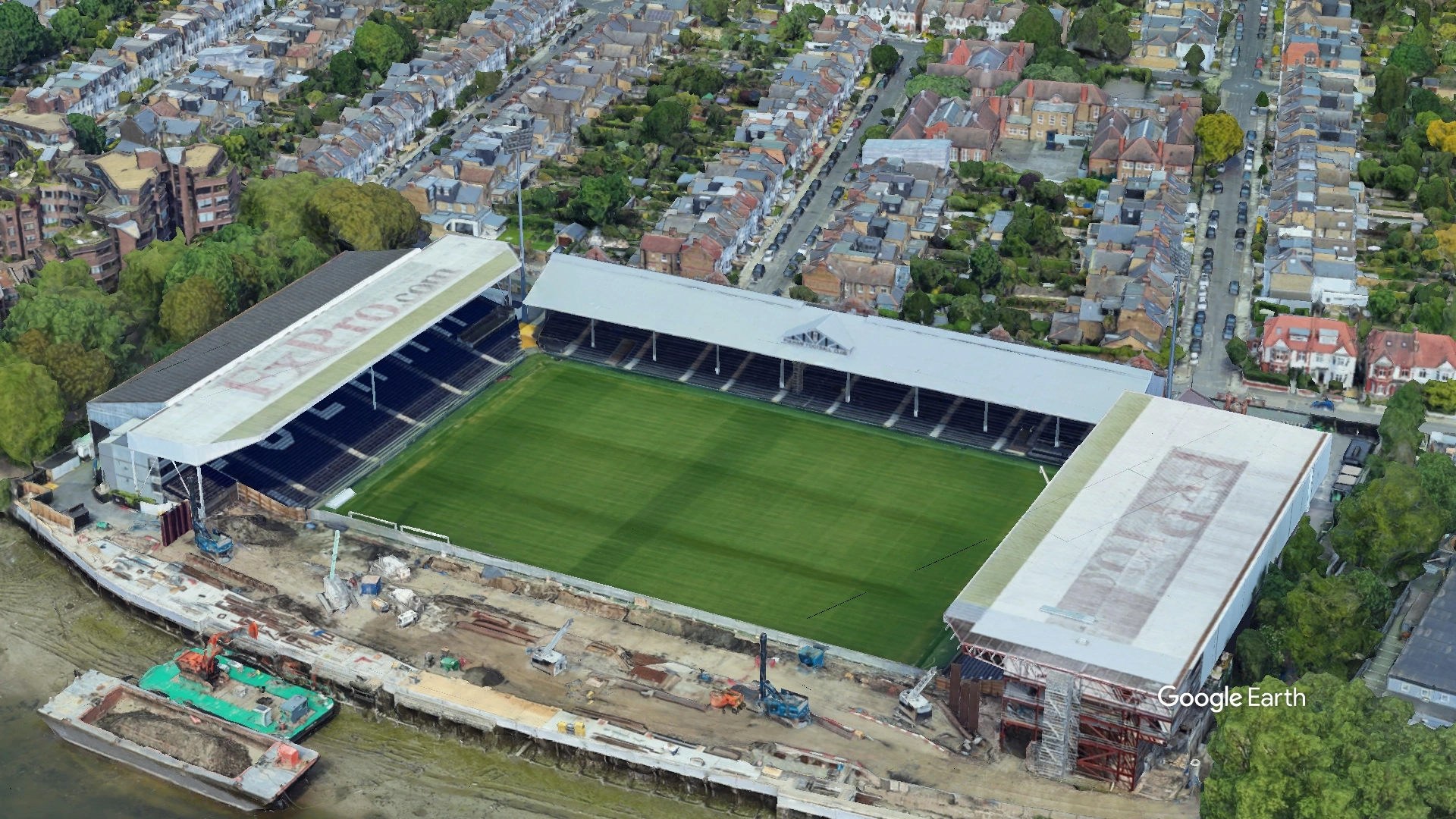 Aerial View of Craven Cottage Stadium Fulham Football Club