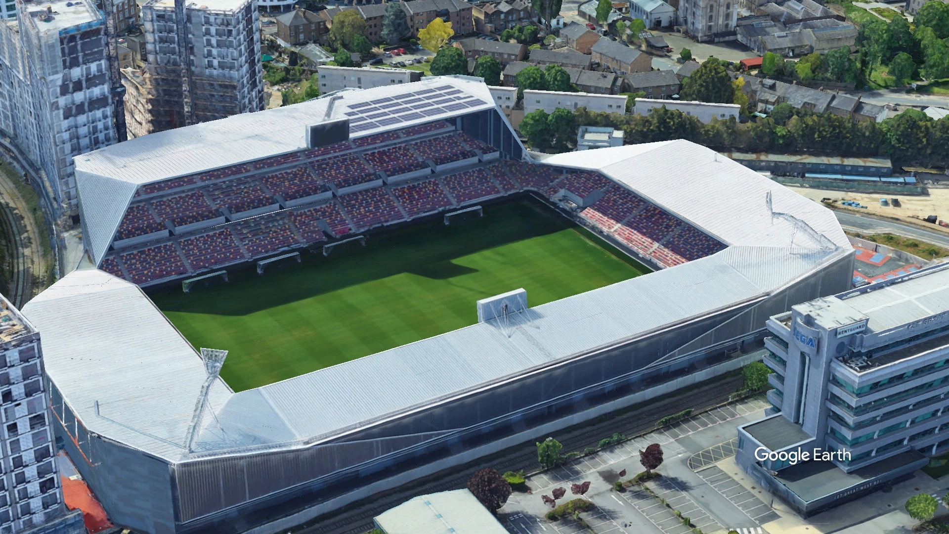 Aerial View of Gtech Community Stadium Brentford Football Club