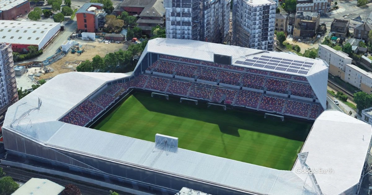 Aerial View of Gtech Community Stadium Brentford Football Club