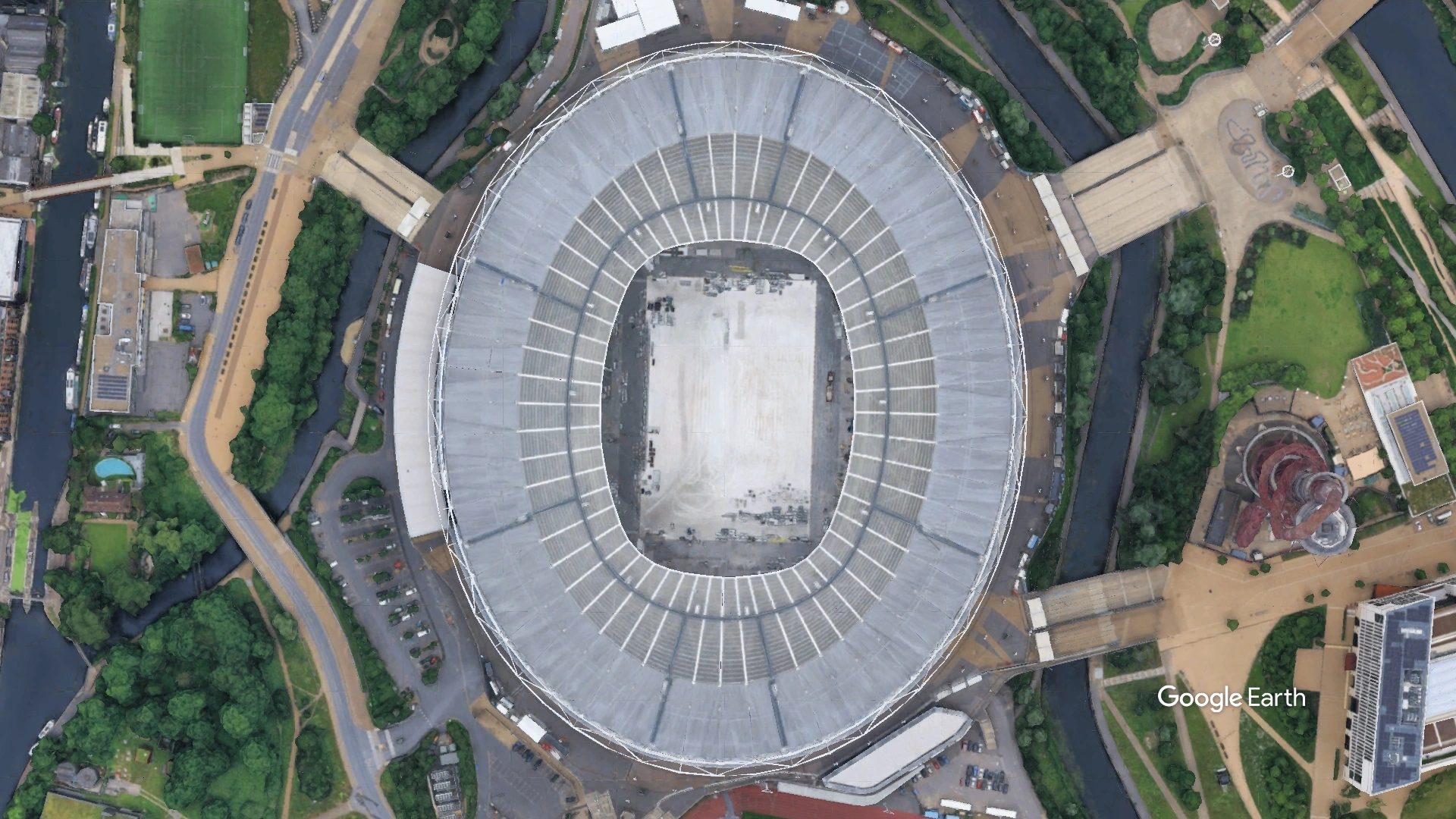 Aerial View of London Stadium West Ham Football Club
