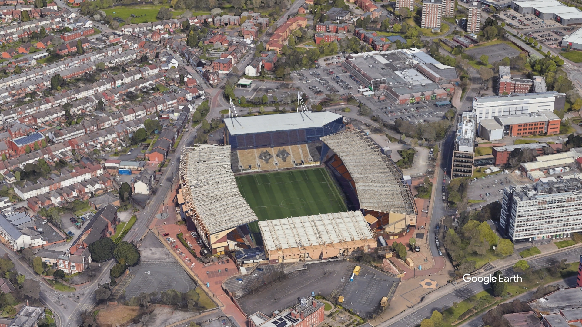 Aerial View of Molineux Stadium Wolverhampton Football Club