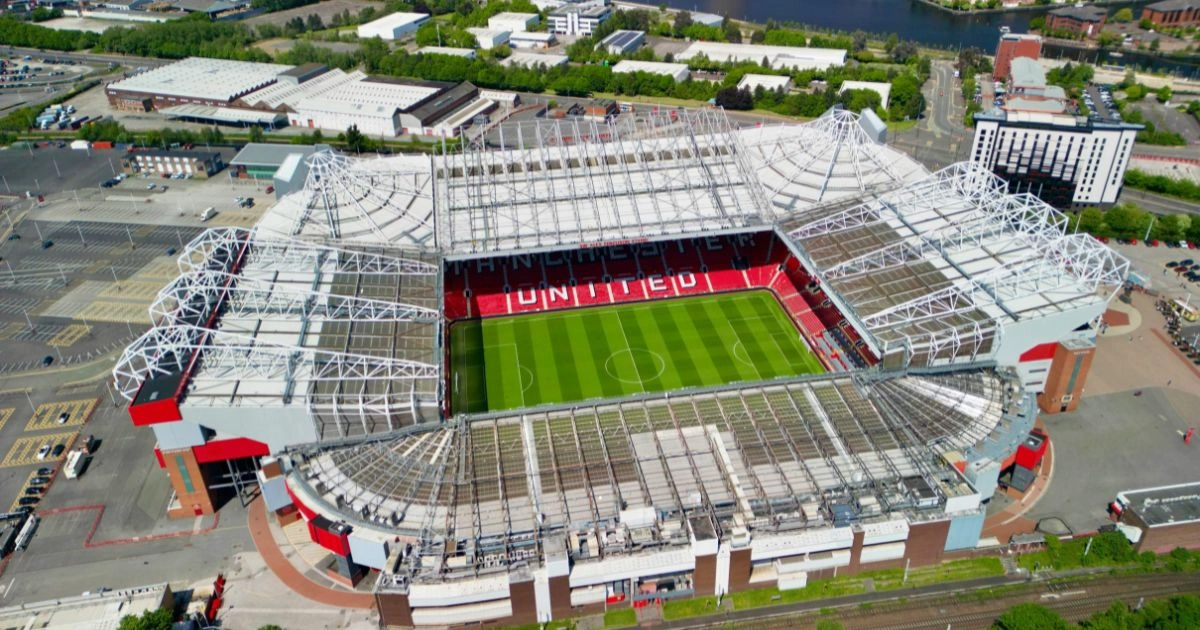 Aerial View of the Old Trafford Manchester United Football Stadium