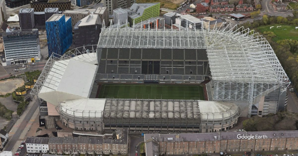 Aerial View of  St James Park Stadium Newcastle United Football Club