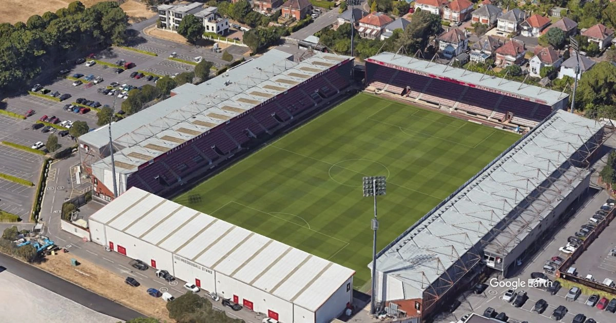 Aerial View of Vitality Stadium Bournemouth Football Club